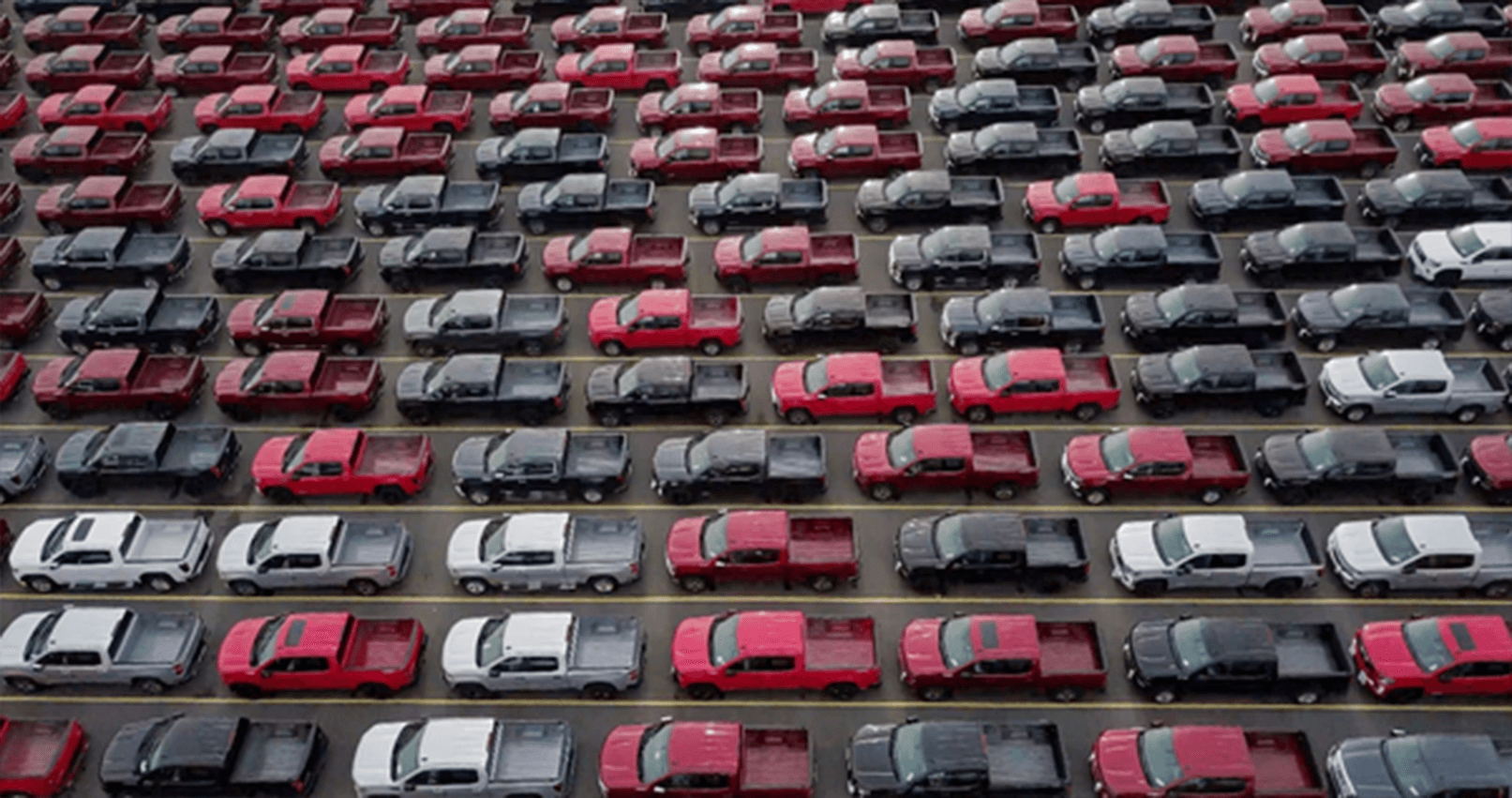 High view of cars at a car dealership shop
